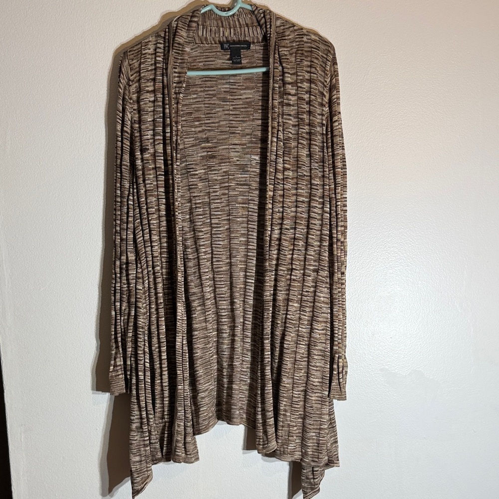INC international concepts Women's Brown Open Front Sweater size L